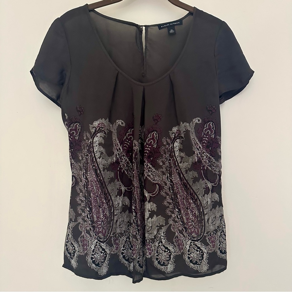 Banana Republic Black (and some Purple) Paisley Blouse